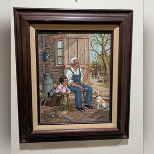 c.carson Grandpa Carving Wood Boat Appraise In 1993 14x12